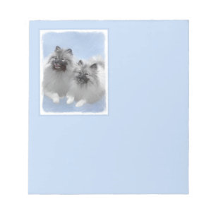 Keeshond Pair of Kees Painting Original Animal Art Notepad