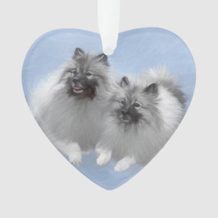 Keeshond Pair of Kees Painting Original Animal Art Ornament
