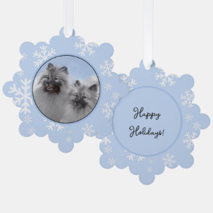 Keeshond Pair of Kees Painting Original Animal Art Ornament Card