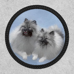 Keeshond Pair of Kees Painting Original Animal Art Patch
