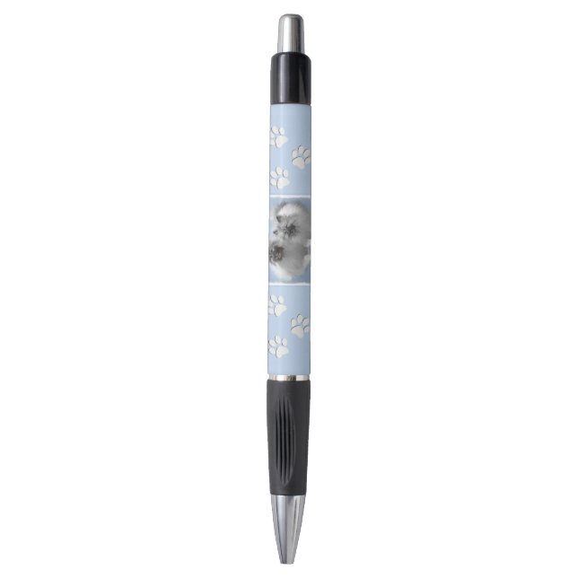 Keeshond Pair of Kees Painting Original Animal Art Pen (Front Vertical)