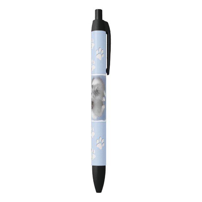 Keeshond Pair of Kees Painting Original Animal Art Pen (Bottom (Vertical))