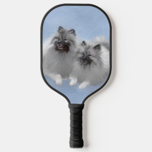 Keeshond Pair of Kees Painting Original Animal Art Pickleball Paddle