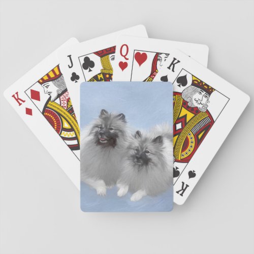 Keeshond Pair of Kees Painting Original Animal Art Poker Cards