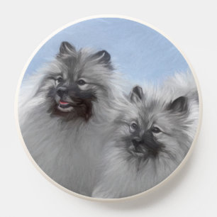 Keeshond Pair of Kees Painting Original Animal Art PopSocket