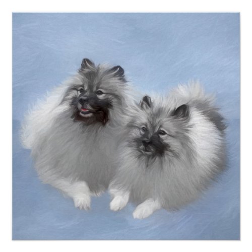 Keeshond Pair of Kees Painting Original Animal Art Poster