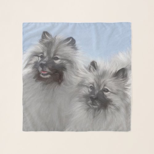 Keeshond Pair of Kees Painting Original Animal Art Scarf