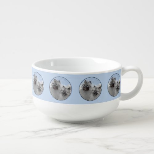 Keeshond Pair of Kees Painting Original Animal Art Soup Mug