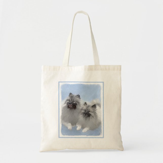 Keeshond Pair of Kees Painting Original Animal Art Tote Bag (Front)