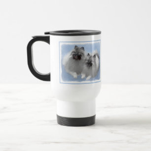 Keeshond Pair of Kees Painting Original Animal Art Travel Mug