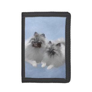 Keeshond Pair of Kees Painting Original Animal Art Trifold Wallet