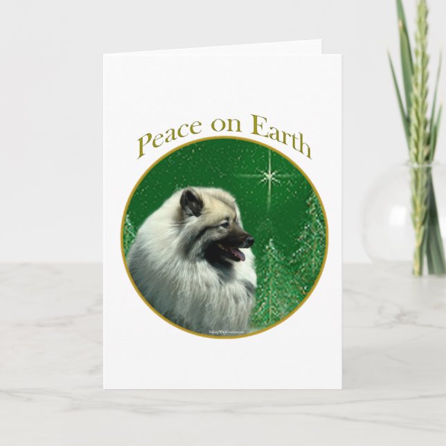 Keeshond Peace Holiday Card (Front)