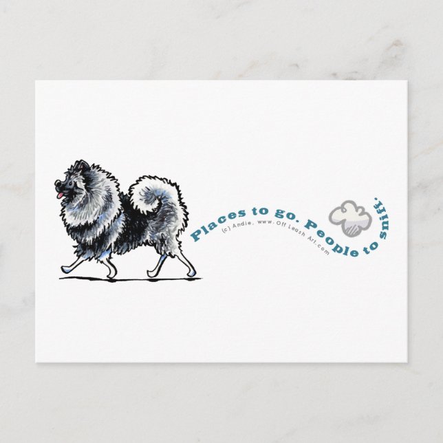 Keeshond Places to Go Postcard (Front)