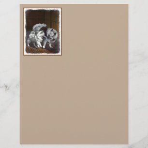 Keeshond Playtime Painting - Cute Original Dog Art