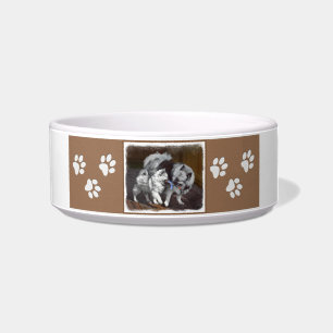 Keeshond Playtime Painting - Cute Original Dog Art Bowl