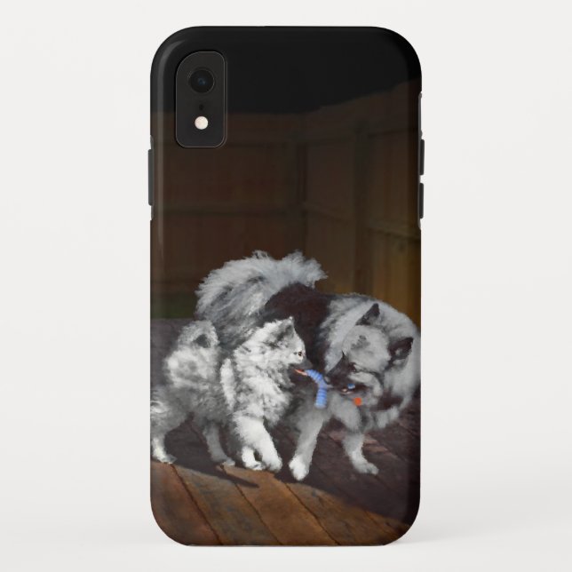 Keeshond Playtime Painting - Cute Original Dog Art Case-Mate iPhone Case (Back)