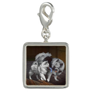 Keeshond Playtime Painting - Cute Original Dog Art Charm