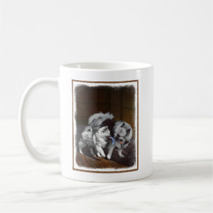 Keeshond Playtime Painting - Cute Original Dog Art Coffee Mug