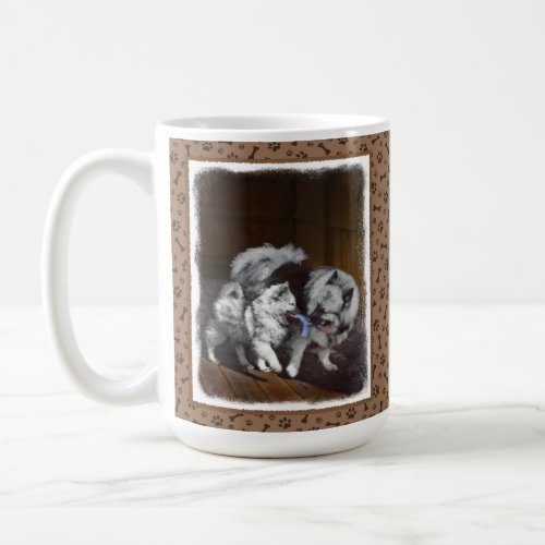 Keeshond Playtime Painting _ Cute Original Dog Art Coffee Mug