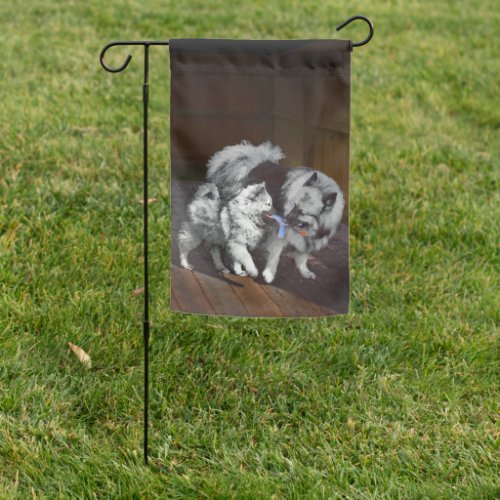 Keeshond Playtime Painting _ Cute Original Dog Art Garden Flag