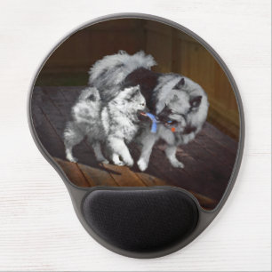 Keeshond Playtime Painting - Cute Original Dog Art Gel Mouse Pad