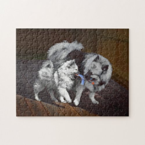 Keeshond Playtime Painting _ Cute Original Dog Art Jigsaw Puzzle