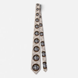 Keeshond Playtime Painting - Cute Original Dog Art Neck Tie