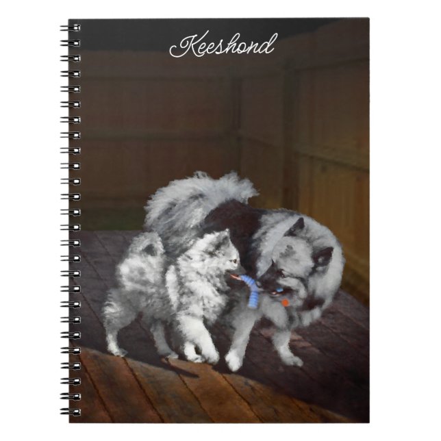 Keeshond Playtime Painting - Cute Original Dog Art Notebook (Front)