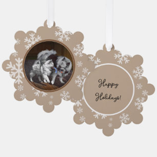 Keeshond Playtime Painting - Cute Original Dog Art Ornament Card