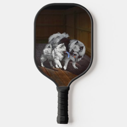 Keeshond Playtime Painting _ Cute Original Dog Art Pickleball Paddle