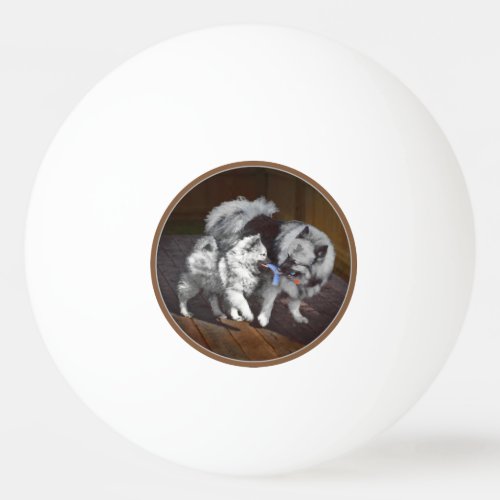 Keeshond Playtime Painting _ Cute Original Dog Art Ping Pong Ball