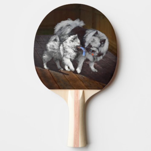 Keeshond Playtime Painting _ Cute Original Dog Art Ping_Pong Paddle