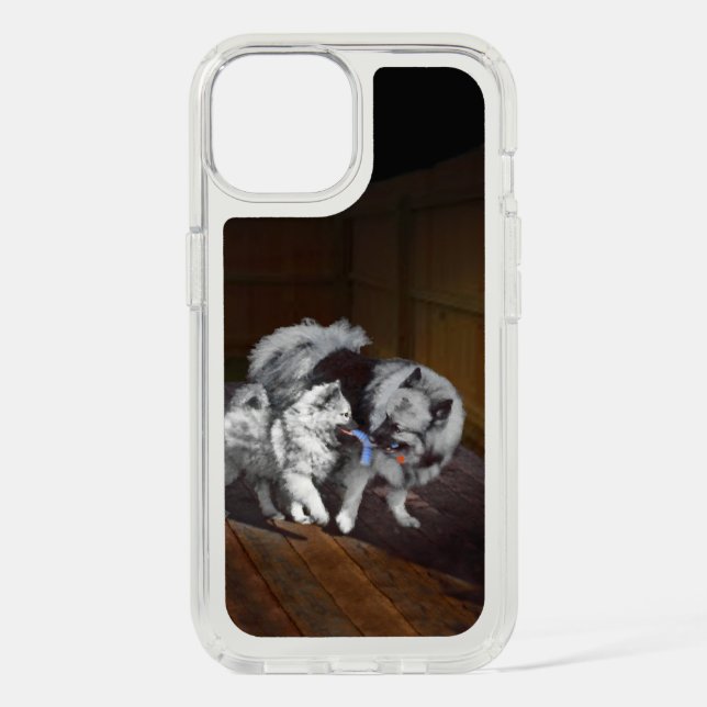 Keeshond Playtime Painting - Cute Original Dog Art Speck iPhone Case (Front)