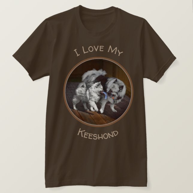 Keeshond Playtime Painting - Cute Original Dog Art T-Shirt (Design Front)