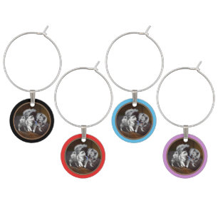 Keeshond Playtime Painting - Cute Original Dog Art Wine Charm