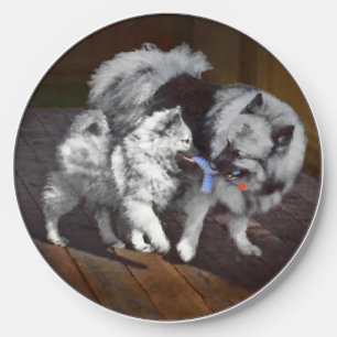 Keeshond Playtime Painting - Cute Original Dog Art Wireless Charger