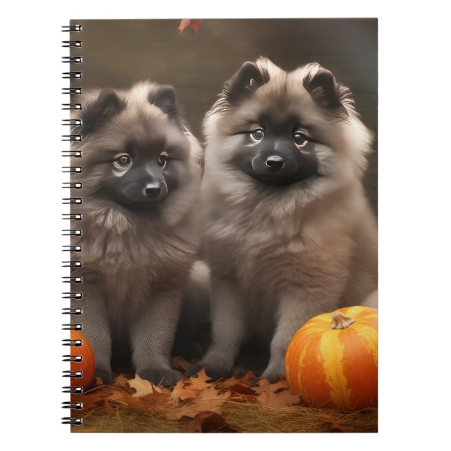 Keeshond Puppy Autumn Delight Pumpkin Notebook (Front)