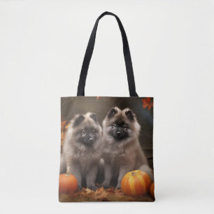 Keeshond Puppy Autumn Delight Pumpkin Tote Bag