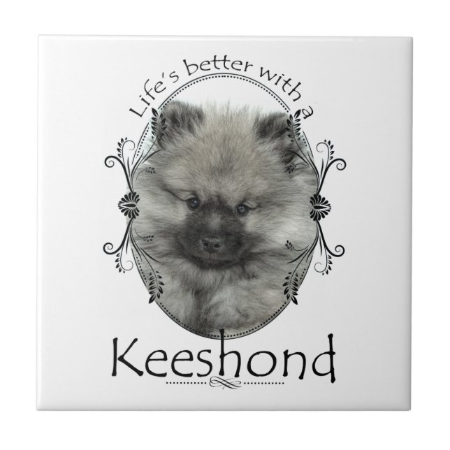 Keeshond Puppy Ceramic Tile (Front)