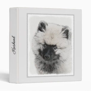 Keeshond Puppy Drawing - Cute Original Dog Art 3 Ring Binder