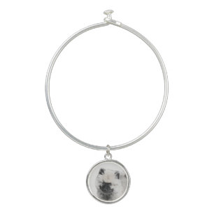 Keeshond Puppy Drawing - Cute Original Dog Art Bangle Bracelet