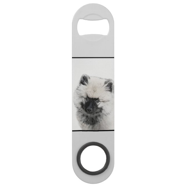 Keeshond Puppy Drawing - Cute Original Dog Art Bar Key (Front)