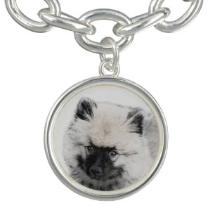 Keeshond Puppy Drawing - Cute Original Dog Art Bracelet