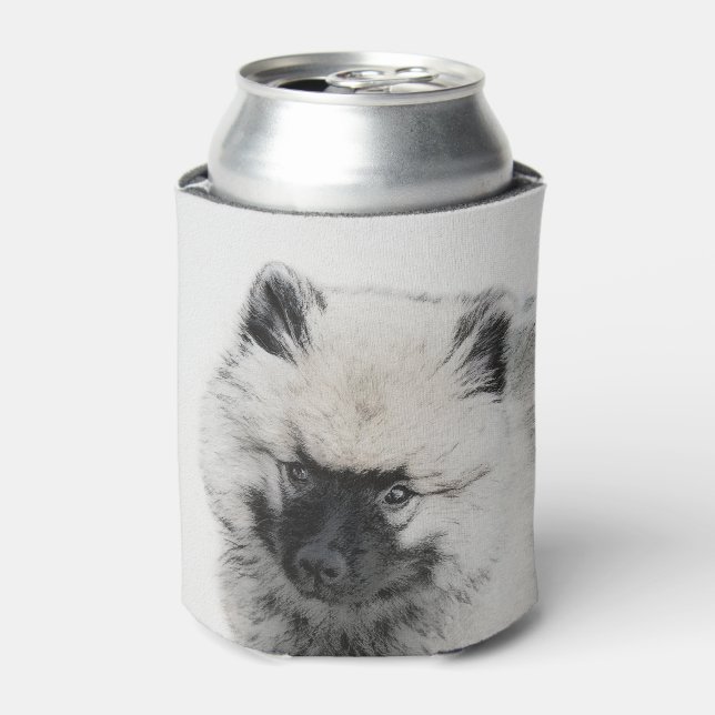 Keeshond Puppy Drawing - Cute Original Dog Art Can Cooler (Can Front)