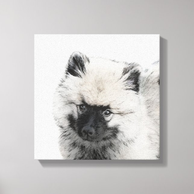 Keeshond Puppy Drawing - Cute Original Dog Art Canvas Print (Front)