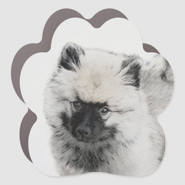 Keeshond Puppy Drawing - Cute Original Dog Art Car Magnet (Front)