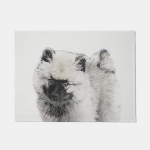 Keeshond Puppy Drawing - Cute Original Dog Art Doormat