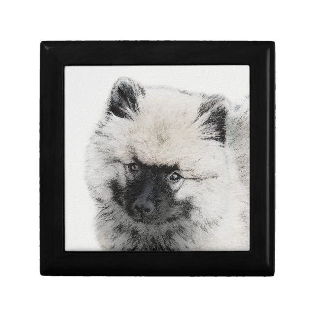 Keeshond Puppy Drawing - Cute Original Dog Art Gift Box (Front)