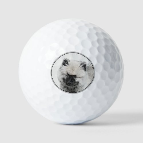 Keeshond Puppy Drawing _ Cute Original Dog Art Golf Balls