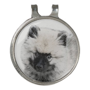 Keeshond Puppy Drawing - Cute Original Dog Art Golf Hat Clip